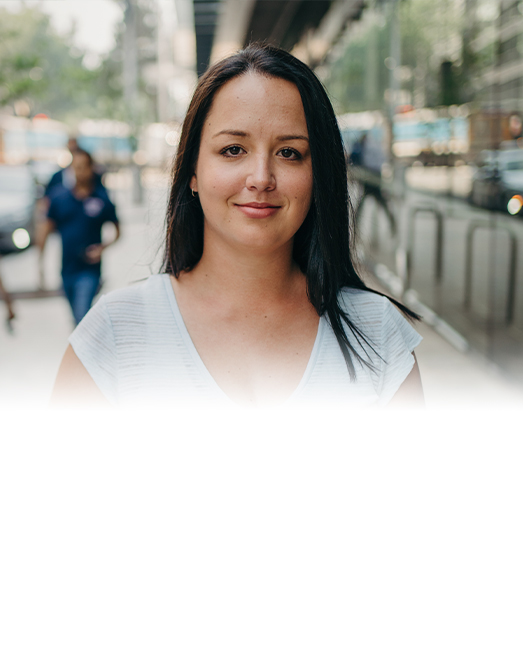Kristina Zillhardt smiling at camera outside ACU North Sydney