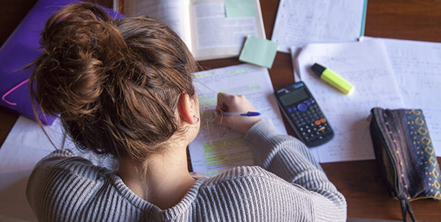 teenager studying