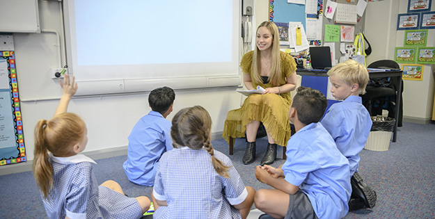 Children in primary school classroom