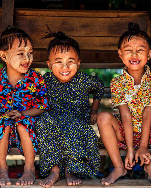 Happy children laughing in Myanmar