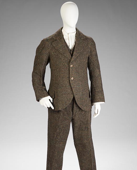 A tweed suit made by Ichizo Sato, from the Museum Victoria collection. Photo by Taryn Ellis. 
