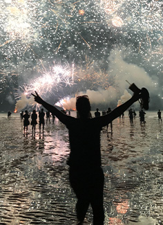 Fireworks on the beach  in Darwin