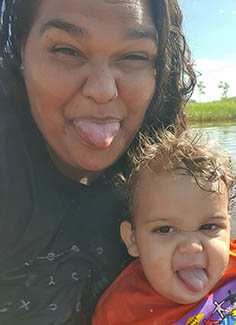 Cherisse with her son