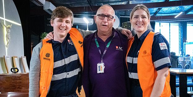Richard Galeano and two ACU paramedicine students