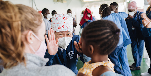 Yanan Wei with a patient