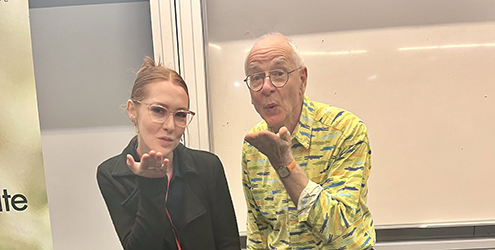 Olivia at the ACUR conference with Dr Karl.