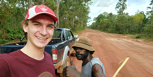 Shon with Matthew Gurruwiwi. 