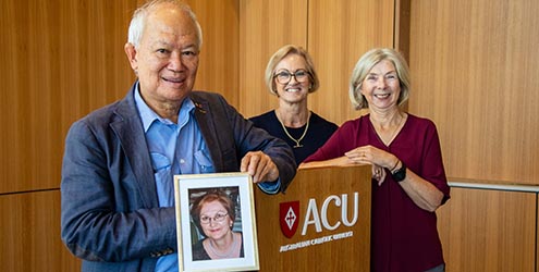 Emeritus Prof Darryl Low Choy with ACU Assoc. Prof. Jane Butler and Prof. Suzanne Kuys. ACU