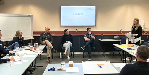 Rhian running a Facilitating Coach Development Workshop in 2022.