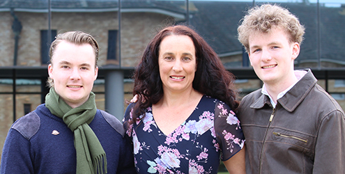 Brendan Carrick with his mother Tenille Duggan and brother Mitchell.