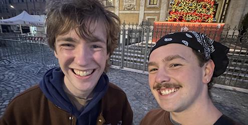 Banjo Watson and fellow student in Rome.