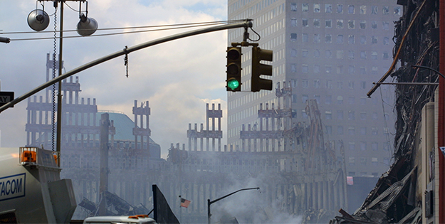 The World Trade Center site at Ground Zero, in September 2001.
